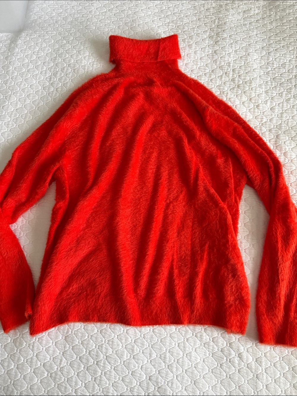 Women’s Orange/Red Turtleneck Fuzzy Sweater